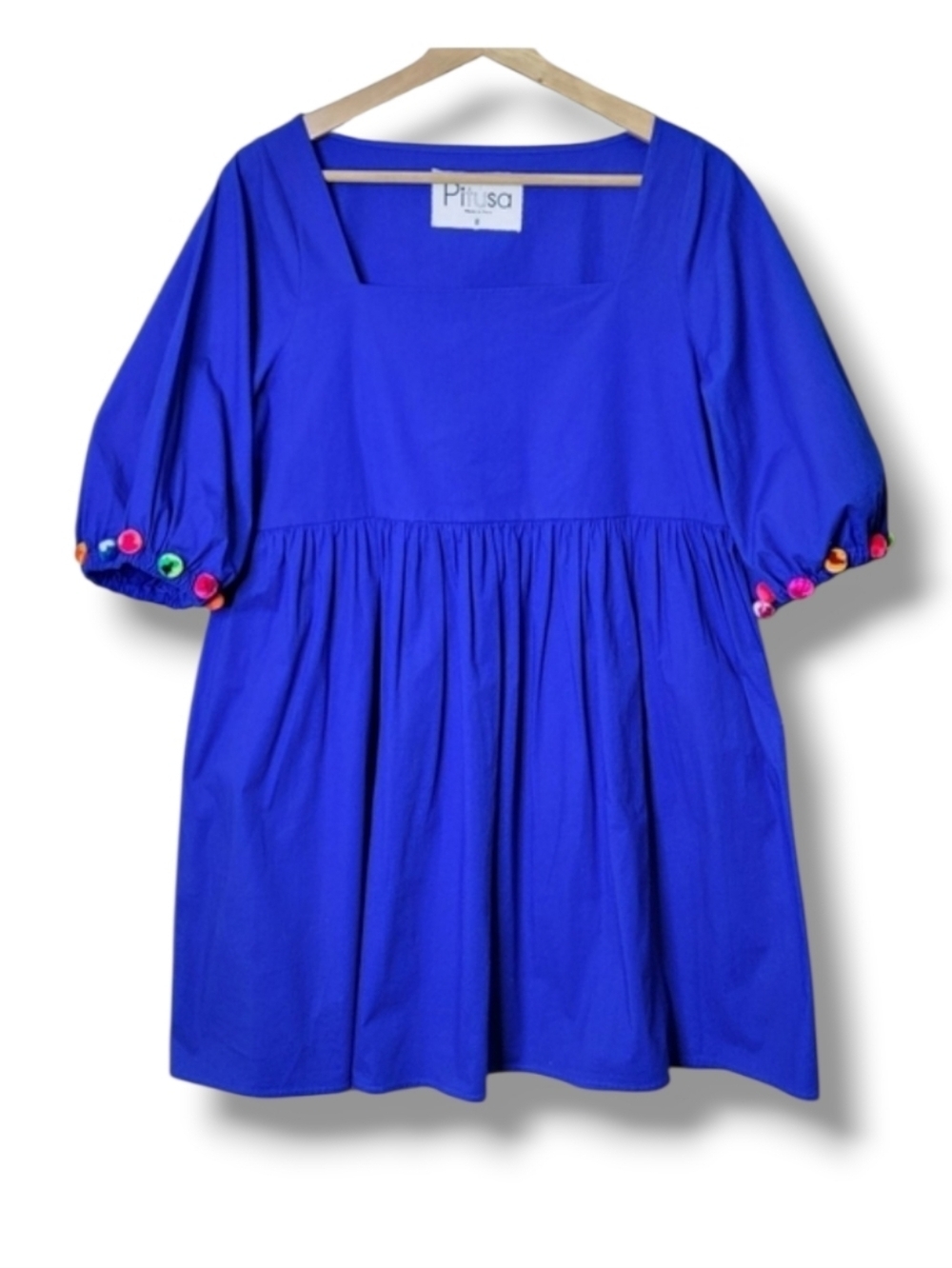 Pitusa Havana Pom Pom Mini Dress Royal Blue Size M